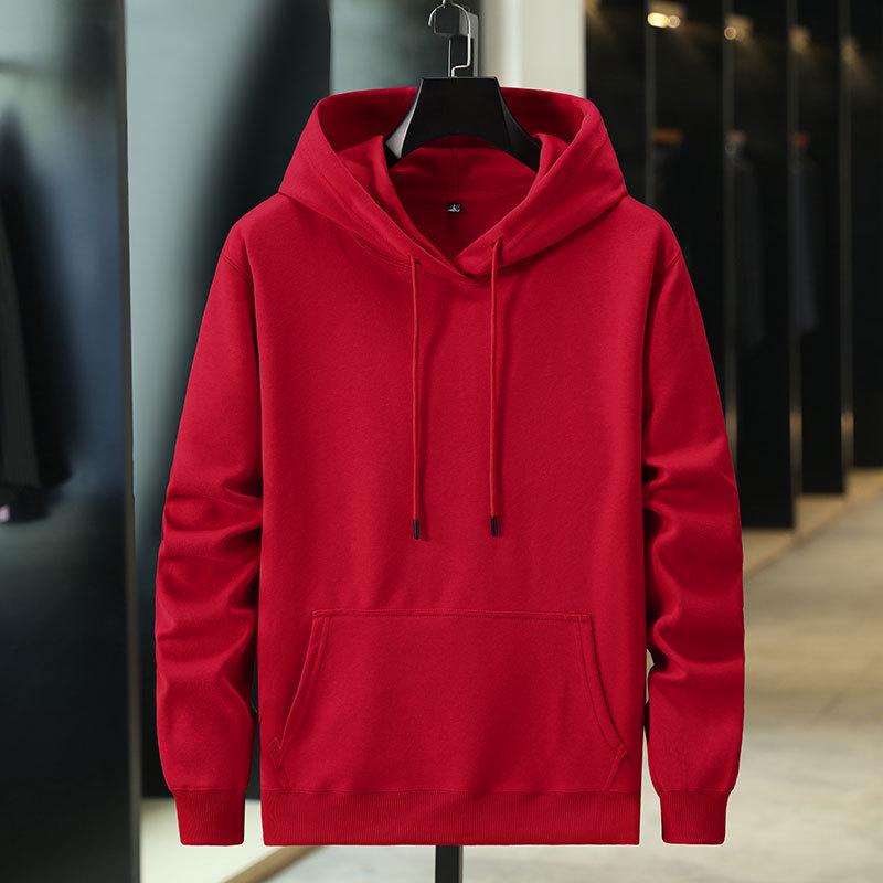2025 Autumn/Winter Unisex Fleece-Lined Hooded Sweatshirt: Youth Fashion Trend, Solid Color, Versatile, Thickened Design.