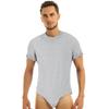 Mens One Piece Underwear Short Sleeve Press Crotch T-shirt Bodysuit Romper Pajamas Adult Playsuit