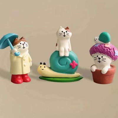 Кот Смоляная Декорация Поделки Сцена Дождя Лягушка Маленькая для Украшения Стола Орнаменты Поделки Игрушки Коллекция Подарки Оптовая Продажа 2025 Новый