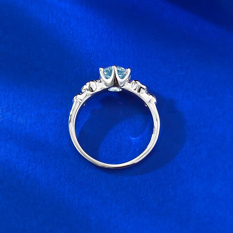 MooKing Jewelry Венок из роз Аквамарин Легкая роскошь Розовый огранки Обручальное кольцо