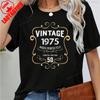 Vintage 1975 Funny 50Th Birthday Gifts 50 Years Old Retro Print TShirt Short Sleeve Crew Neck Casual Top for Summer  Spring
