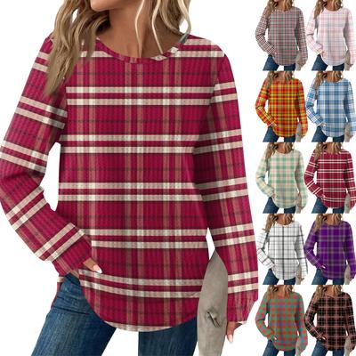 Женский модный повседневный свободный топ с круглым вырезом и длинными рукавами с принтом