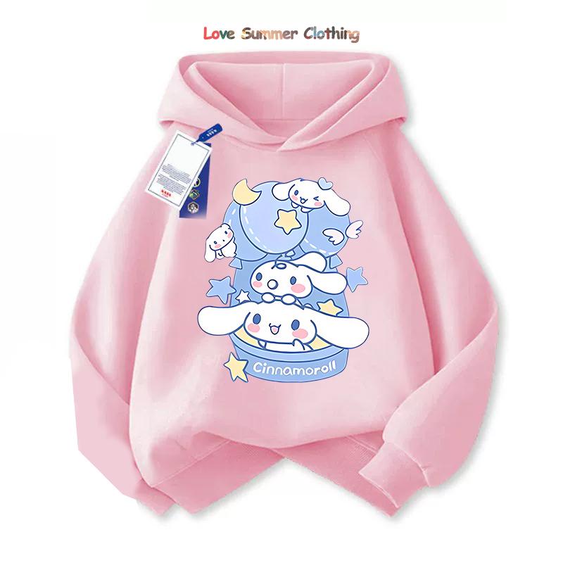 Худи для девочки Милый Свитшот Cinnamoroll Худи Детская Мультяшная Одежда с Собакой Толстовка для Мальчика Худи Повседневный Топ для Малыша