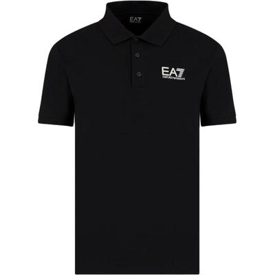 EA7 Весна-Лето 2024 Поло с принтом логотипа приталенное Мужские топы Черный 6DPF16-PJVQZ-1200