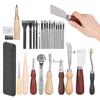 Набор из 33 инструментов для рукоделия из кожи, рабочие принадлежности для резьбы по коже, штамповки и тиснения