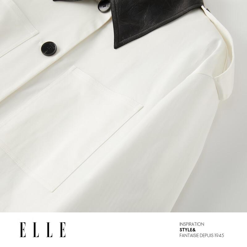 ELLE Женский французский двубортный тренч средней длины в стиле колор-блок