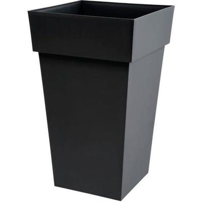 Высокий квадратный цветочный горшок 39 см - EDA - Тоскана - 62 л - 39 x 39 x В. 65 см - Антрацитовый