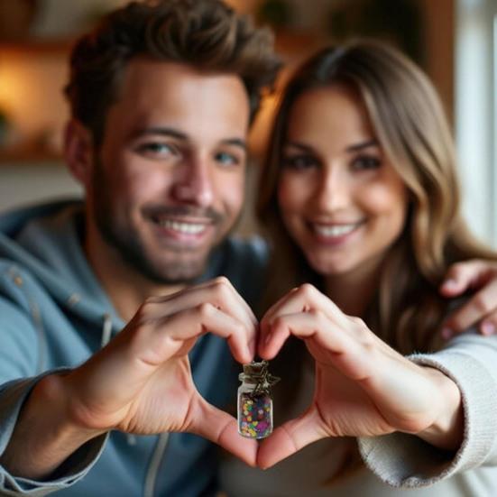 Mini Wishing Glass Bottle Transparent Glass Jar with Sequins Romantic Gift for Boyfriend Girlfriend Wife Husband