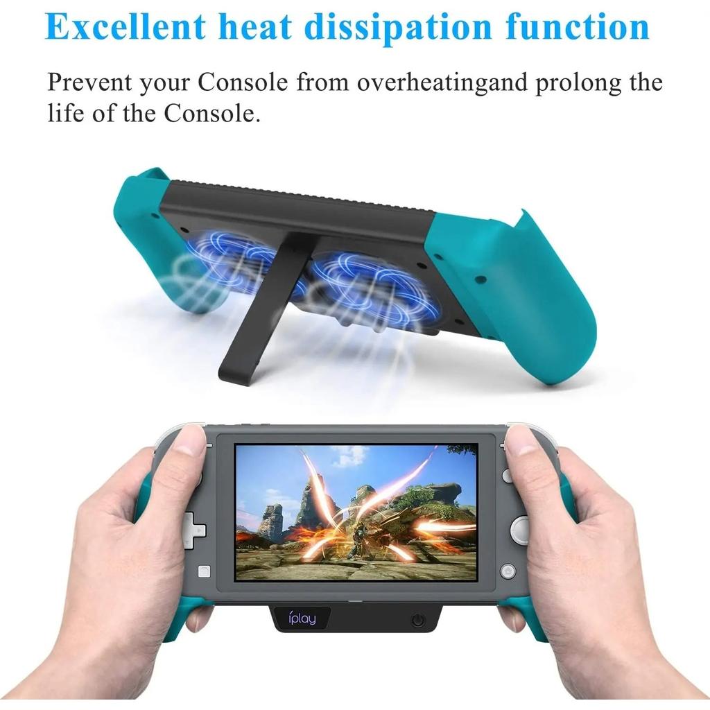 Cooling Charging Grip for Nintendo Switch & Switch Lite, 6000mAh Fan, Charger, Grip and Foldable Stand for Nintendo Switch NS Lite