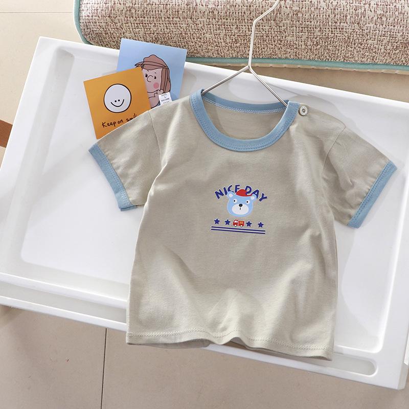 Детская хлопковая футболка с рисунком: Летний топ с коротким рукавом для мальчиков и девочек, новый корейский стиль