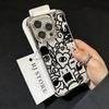 Black Graffiti Plating Case For Samsung S25 S24 S23 S22 S21 S20 FE Note20 Plus Ultra 4G 5G Anti Fall Airbag Back Cover
