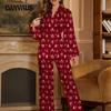 Ladies Plus Size Christmas Tree Print Long Sleeve Trousers Pajamas Set