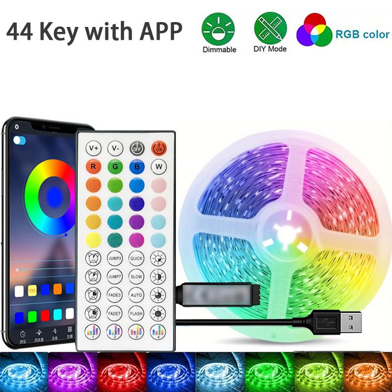 RGB светодиодная лента 1м-40м Светодиодный свет для комнаты с управлением через приложение Гибкая лента Светодиодная лента для декора комнаты спальни