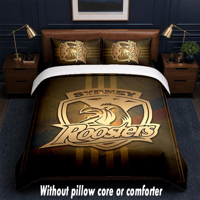 Sydney Roosters Design Bed Bedding Set 1 Duvet Cover + 2 Pillowcases Soft Breathable Household Bed Linens