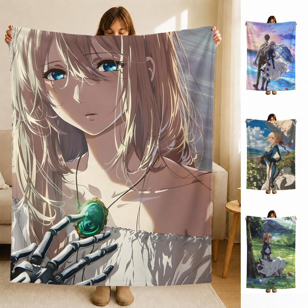anime VViolet EEvergarden Throw Soft Flannel Blanket for Bed Bedroom Sofa Picnic Throw Skinfriendly Breathable Gift Cover
