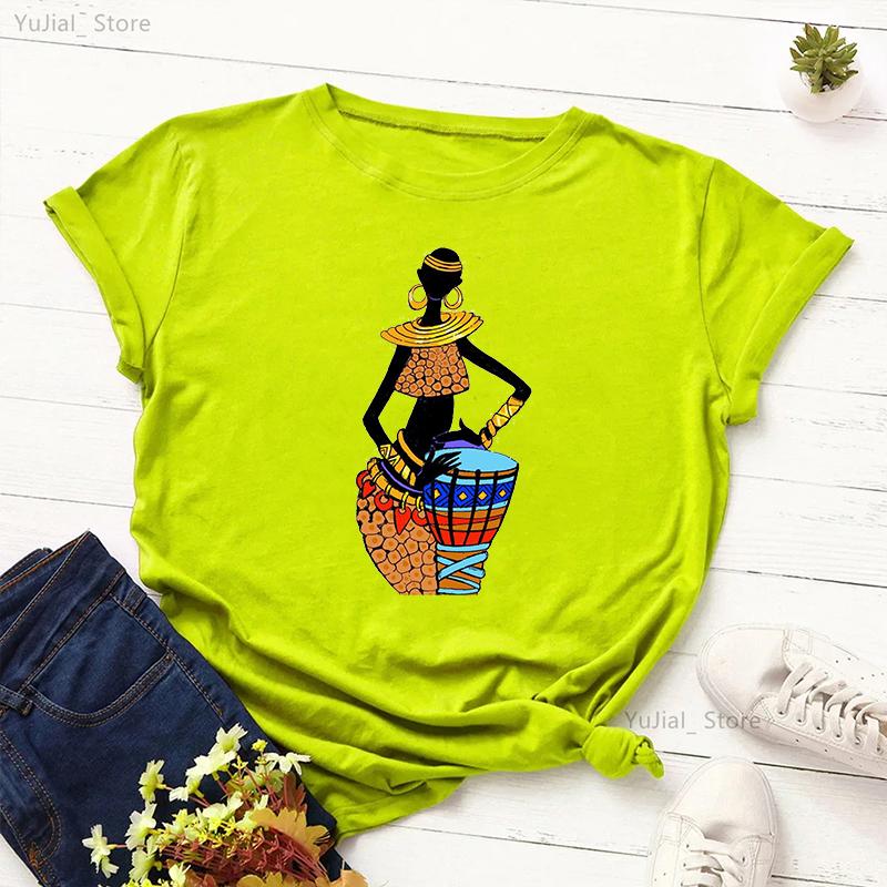 Винтажная черная женская футболка Pure African T Shirt Women Melanin Shirt Aesthetic Clothes Haut Femme Summer Tops White Female T-Shirt