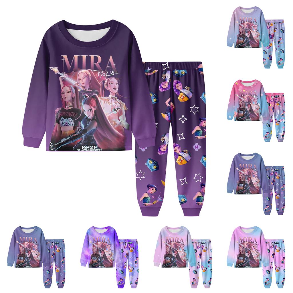 Детский модный костюм юбка топ с круглым вырезом и длинными рукавами брюки