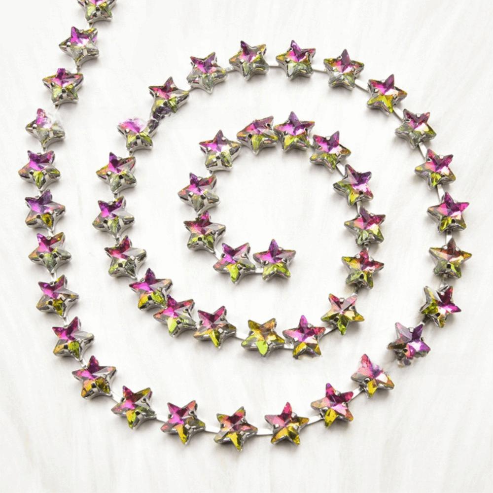 1PCS Close Chain Rhinestone Trim 1 Yard Length Crystal Applique Rhinestone Chain DIY Sewing