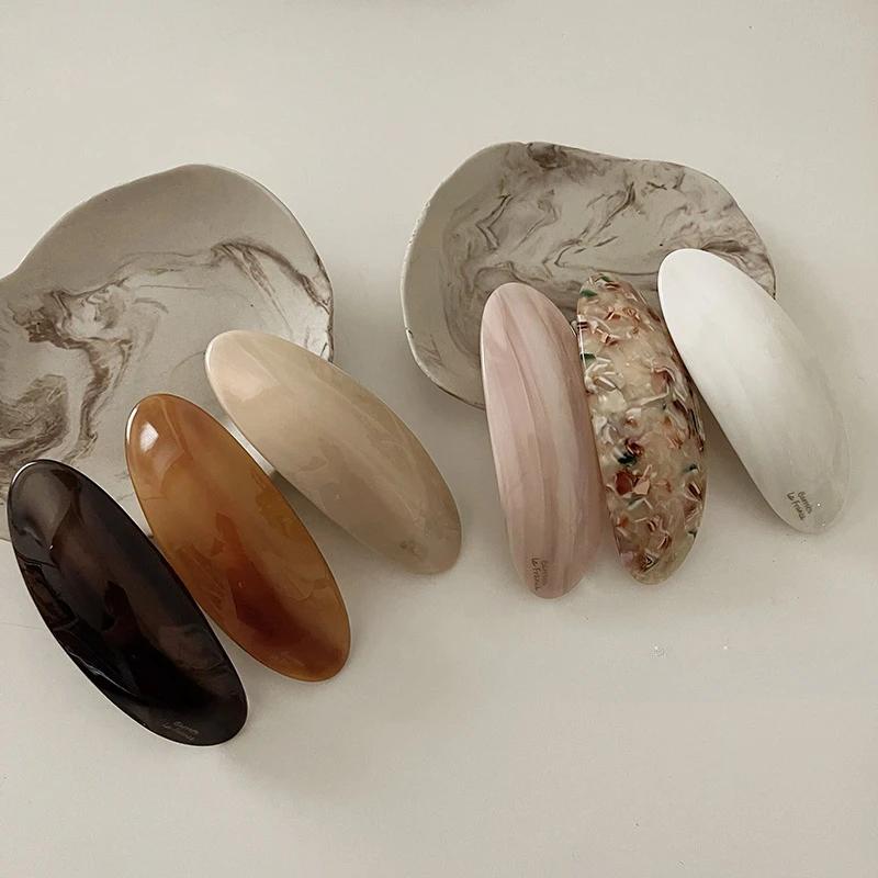 Корейская заколка для волос с уксусной кислотой, пружинная заколка для девочек, французская большая шпилька, головной убор, глянцевая эллиптическая дуга, шпилька, аксессуары для волос