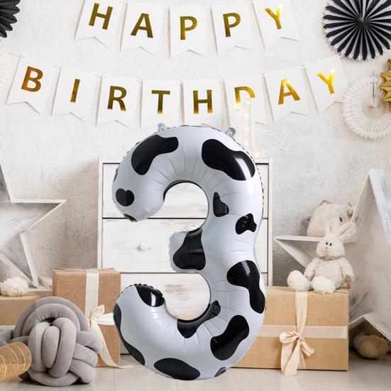Воздушный шар с номером коровы, большой удобный складной детский день рождения, черно-белый узор, номер коровы