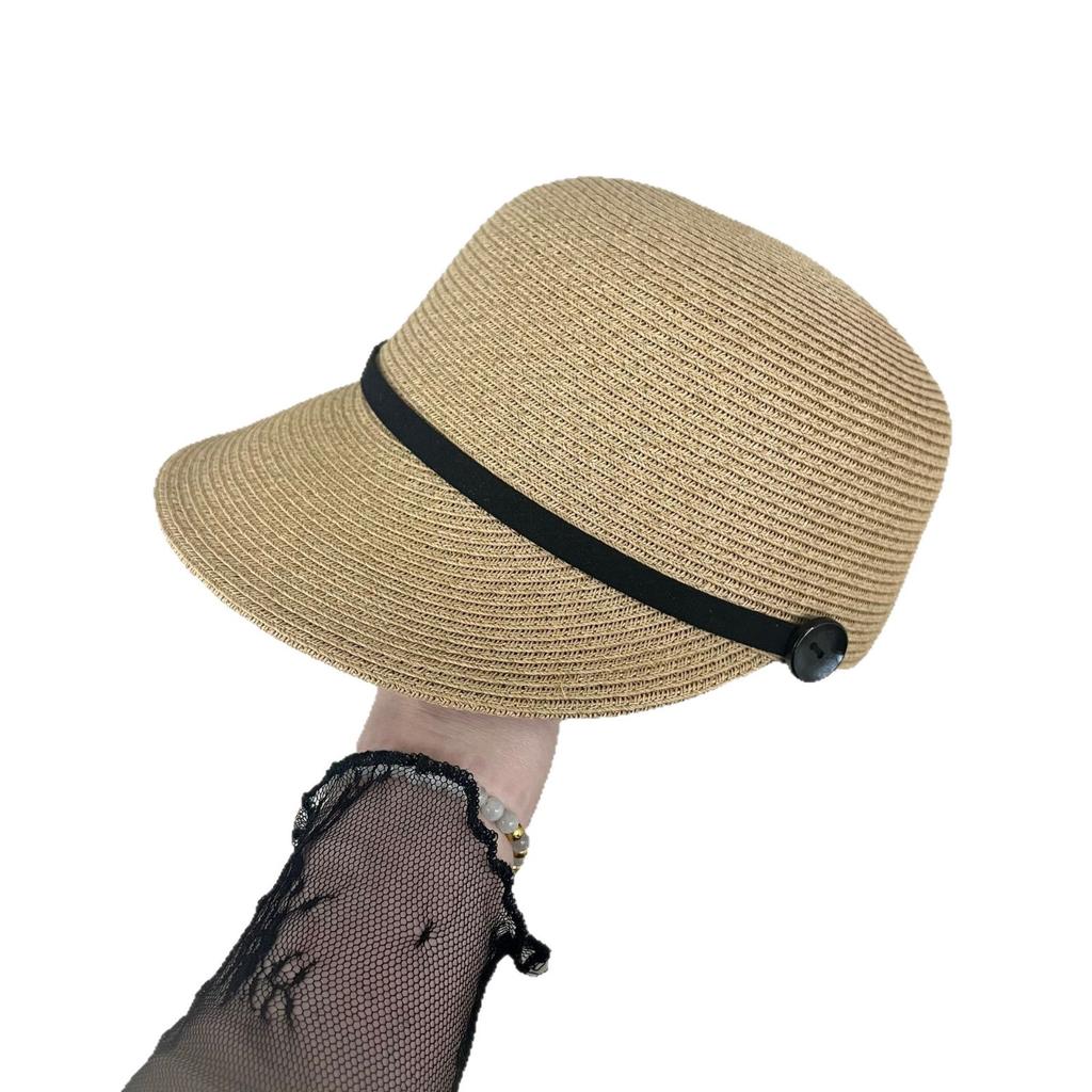 New straw equestrian hat women's spring summer outdoor travel visor versatile sunscreen temperament duck tongue straw hat