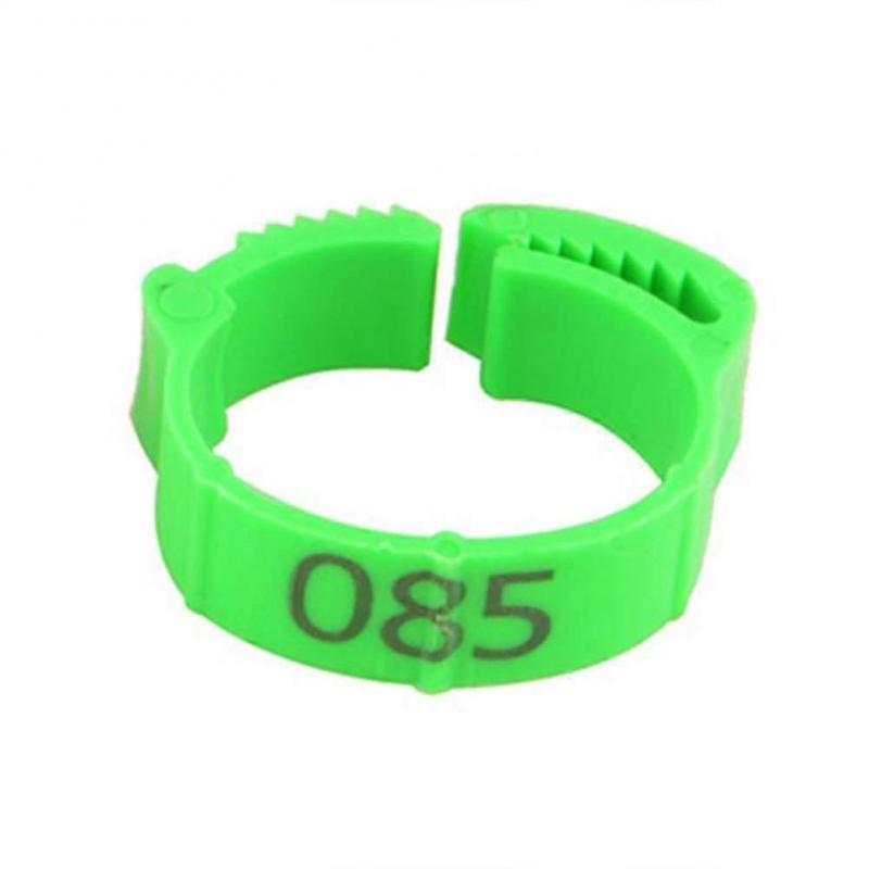 100pcs Adjustable Chicken Leg Rings Poultry Number Tags Duck Supplies Green