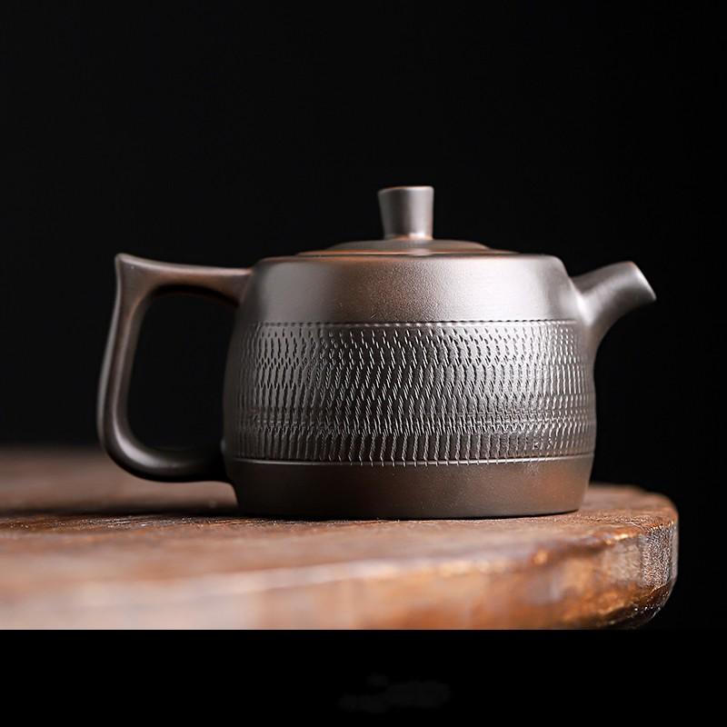 Фиолетовый керамический чайник, керамический чайник для кунг-фу, чайный сервиз, нож для прыжков, горшок для резьбы, одиночный горшок ручной работы