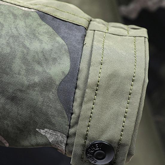 Men Hoodie Jacket Camouflage Patchwork Loose Windbreaker Spring Autumn Washable Zipper Outwear Streetwear