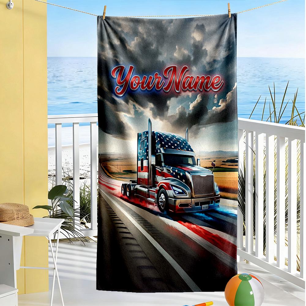 Kw Heavy Trucks Personalized Name Beach Towel Super Soft & Absorbent Portable for SwimmingBeachCamping Travel Beach AccessoriesGym