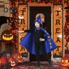 Children Halloween Cape Unisex Star Printing Hooded Lace-up Witch Cosplay Stage Performance Costume Trick or Treat Party Poncho