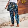 Женские брюки с цветочным принтом на шнуровке, с эластичной талией, свободные брюки, повседневные длинные брюки, брюки с карманами