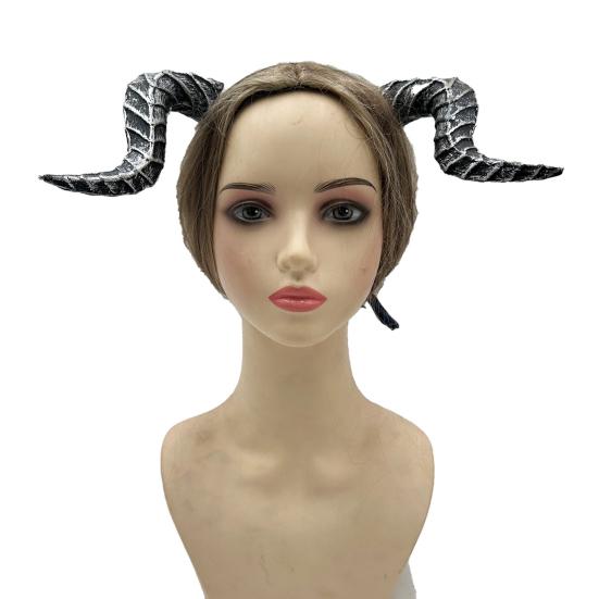 Gothic Devil Horn Headband Imitation Fake Bull Horns Hair Hoop Halloween Dress Up Hair Accessories for Halloween Cosplay Carnival
