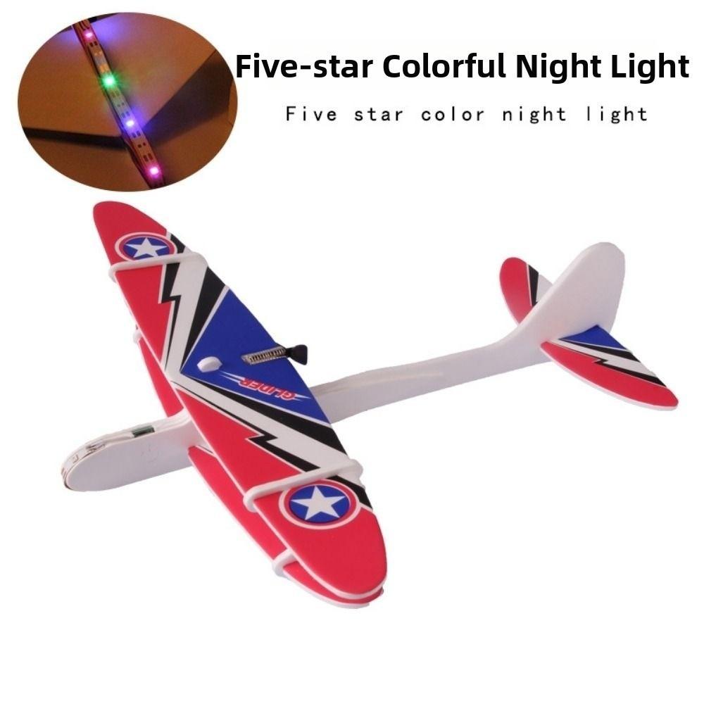 with LED Light Hand Throwing Flying Airplane USB Rechargeable DIY Aircraft Model Toy