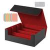 UNORUG Trekkers Card Box, Holds 1800 Cards (3 Columns), PU Leather, Vertical Card Storage, 24 Compartments, 3 Baffles, PU Leather Storage Box, Trading