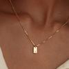 Tiny Square A-Z Alphabet Pendant Necklace for Women Clavicle Chain Stainless Steel Initial Letter Necklace Collar Jewelry