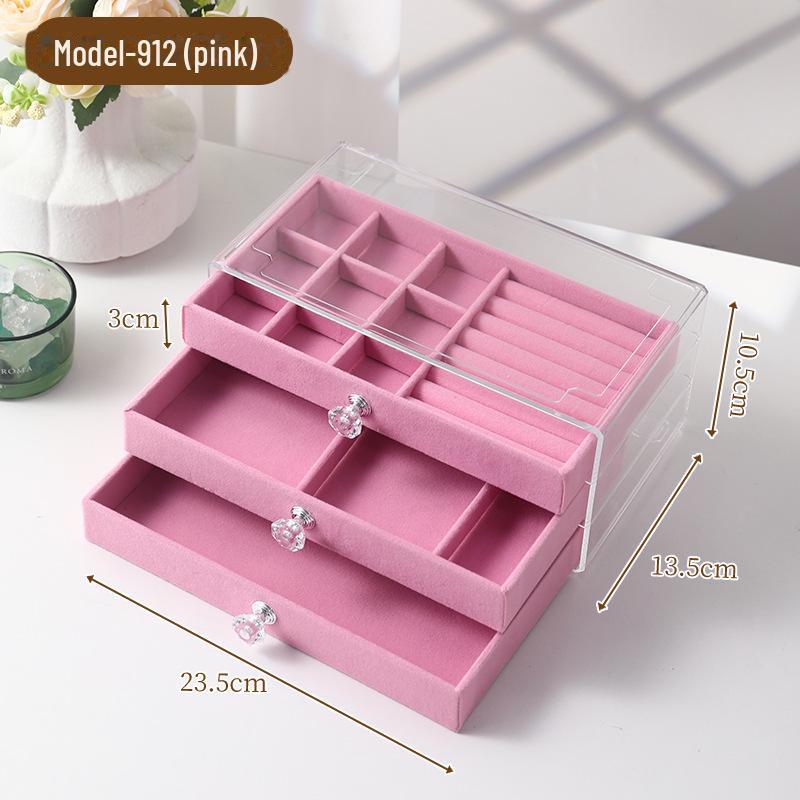 Бархатная шкатулка для украшений с антиокислительным покрытием, прозрачное акриловое хранилище для сережек, ожерелий и колец