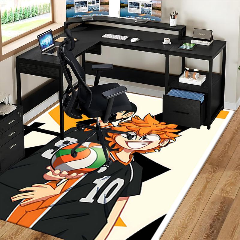 1pc Haikyuu!! Kageyama Tobio & Tsukishima Kei Volleyball Team Chair Mat, Anime Cartoon Design, Anti-Slip Carpet for Office and Home Decoration, Suitab