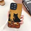 Чехол для телефона "Черная кошка наслаждается вином" Подходит для iPhone 17, 16, 15, 14, 13, 12, 11 Pro/Max/Plus Противоударная задняя крышка