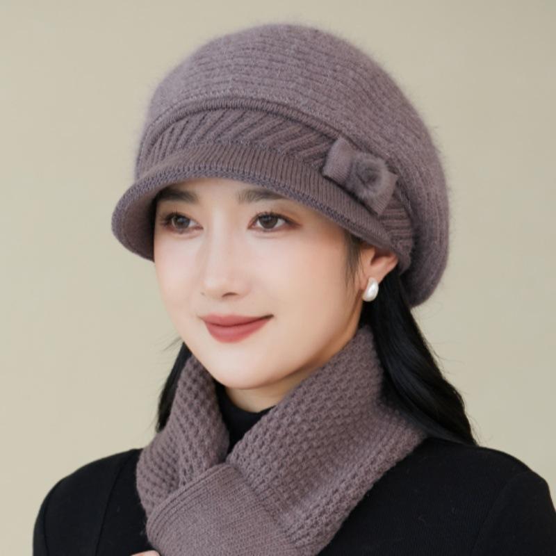 New Women's Autumn and Winter Faux Rabbit Fur Cap with Fleece Ear Protectors To Keep Warm Outdoor Knitted Wool Cap