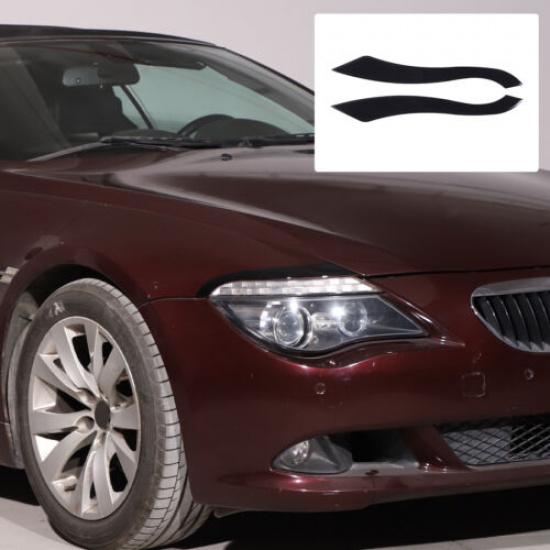 Piano Black Headlight Eyebrow Trim Sticker For BMW 6 Series E63 E64 2006-2010