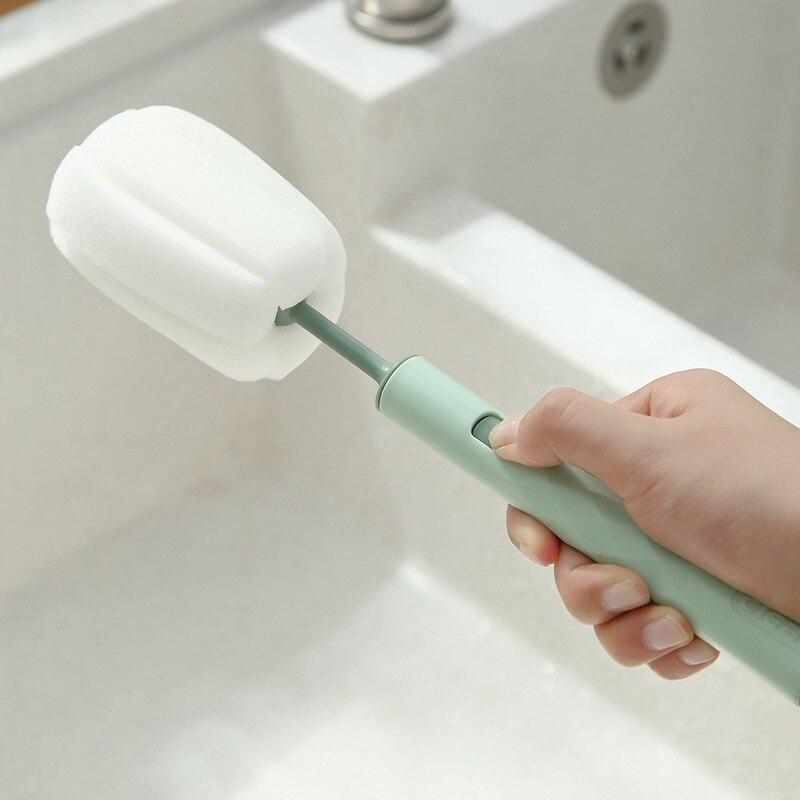Сменная пластиковая губка для чашек с длинной ручкой для очистки щетки для стеклянных бутылок без тупиков