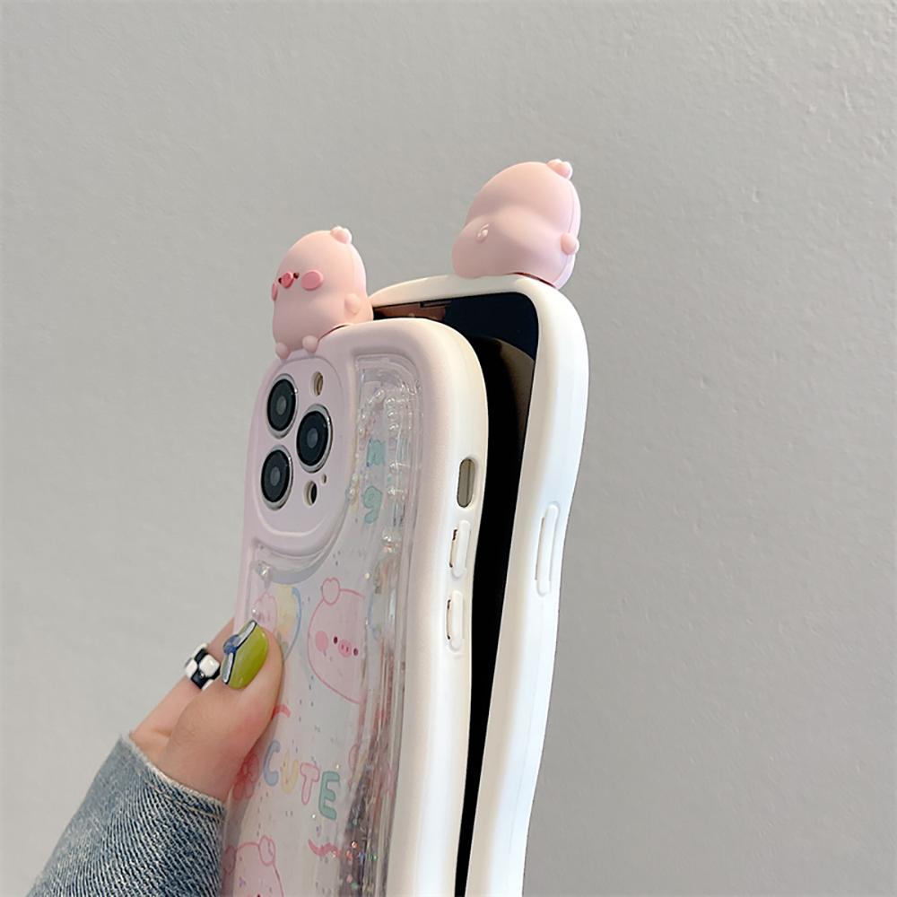 3d Liquid Quicksand Bling Glitter Cute Pig Funny Rabbit Cartoon Phone Case For Iphone 14 13 12 11 Pro Max Soft Back Cover Case