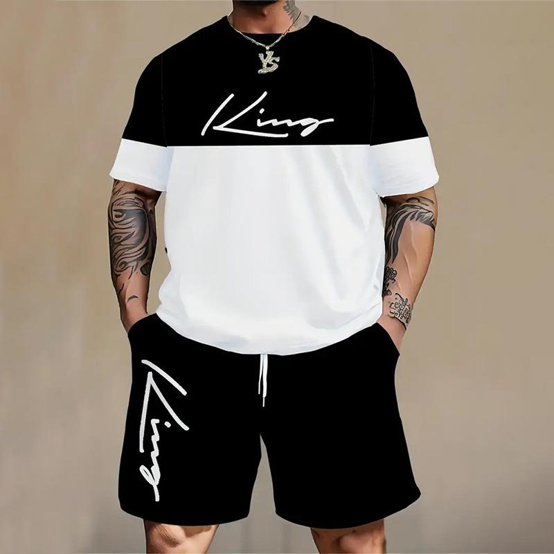 2025 New Men's Fashion Sportswear Summer Casual Wear Men's Short Sleeved T-shirt and Shorts Two-piece Set Basic Set