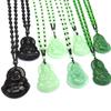 Black Green Buddha Pendant Necklaces Women Amulet Chinese Style Maitreya Necklace Jewelry Style Drop Shipping