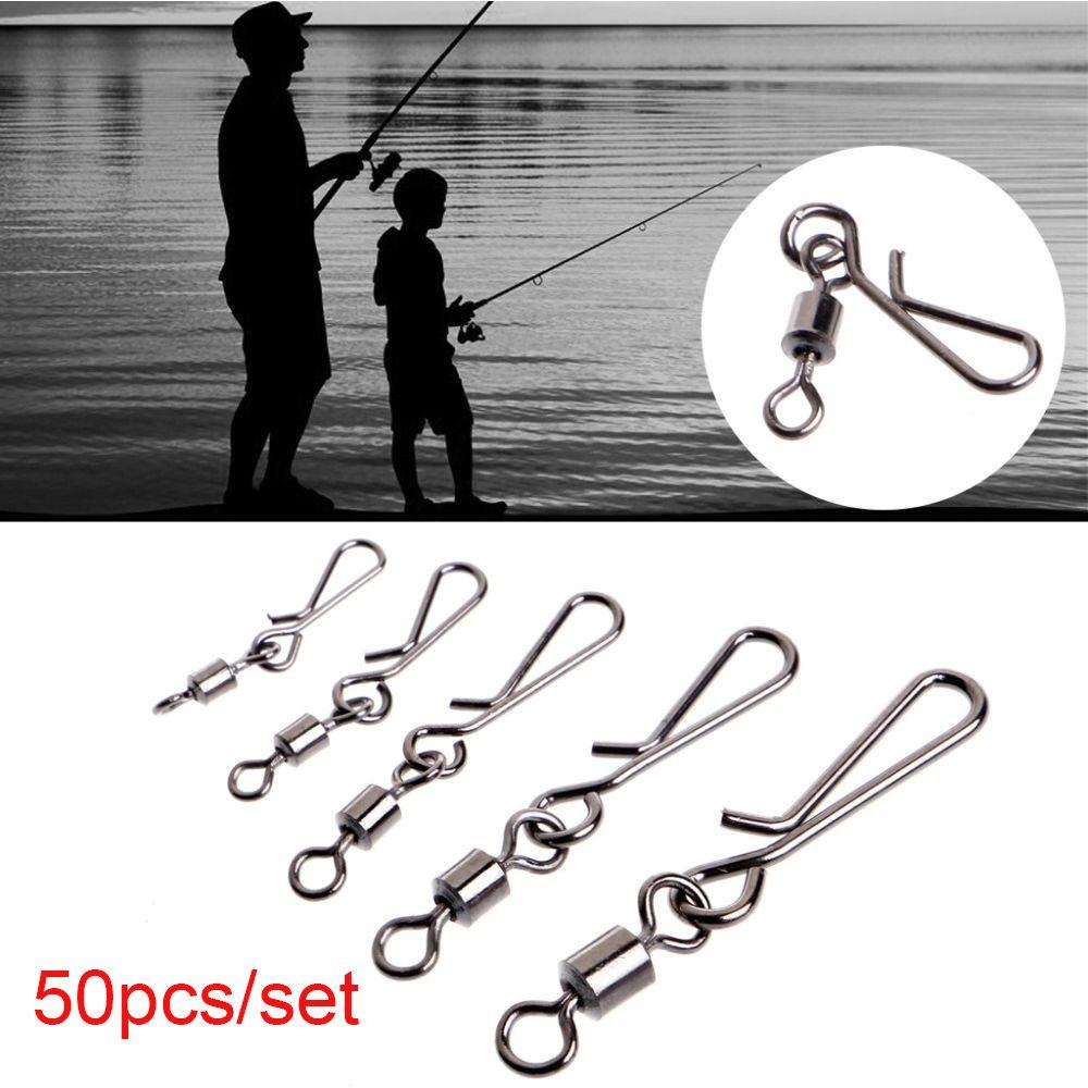 to 10# Solid Ring  Bearing Barrel  Rolling Swivel Fishing Snap Connector with Pin Heavy Duty Ball