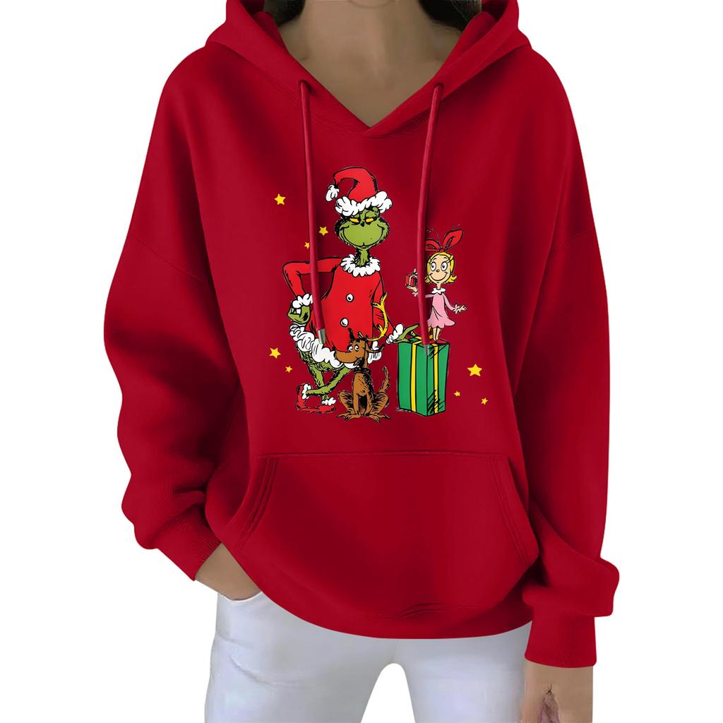 Women's Christmas Hoodie Funny Cute Christmas Holiday Sweatshirt Pullover