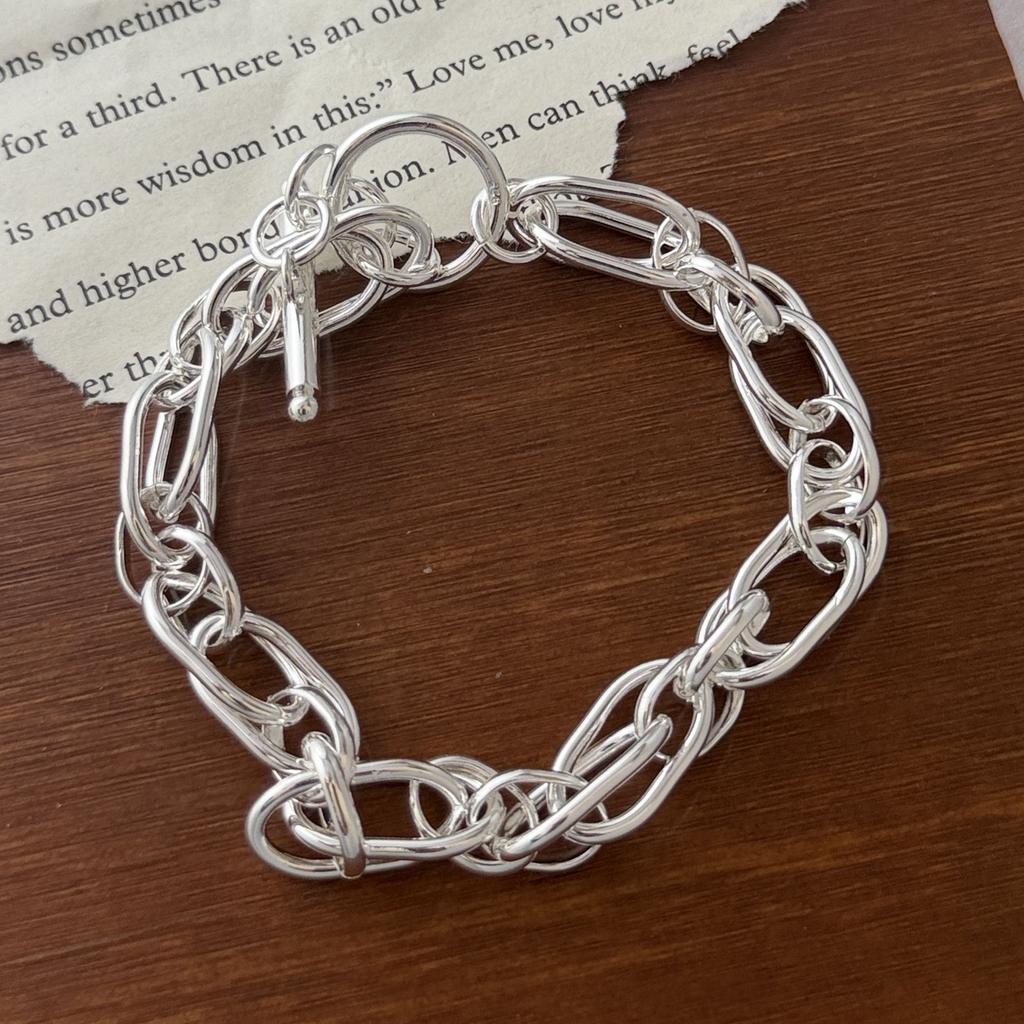 Xiaomi 100% Solid 925 Sterling Silver Metal Bracelet for Women Vintage Handmade Simple Heavy Chain Bracelet Birthday Gift Party