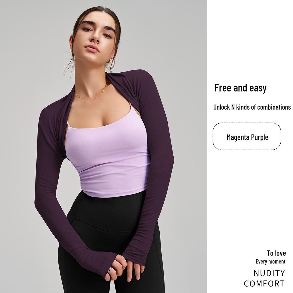 Спортивный кардиган с длинным рукавом - Однотонный шаль для защиты подмышек и тренировок