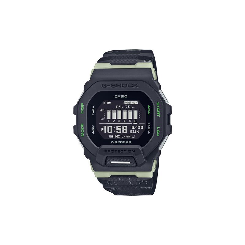 Casio G-SQUAD Series City Night Running Series Bluetooth Pedometer Intelligent Training Tracking LED Light Quartz Movement Resin Strap GBD-200LM-1PRT