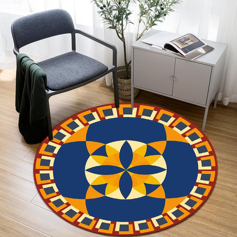 Room Floor Yoga Mat Carpet Ethnic Wind Round Carpet Living Room Decoration Home Children's Mat Kitchen Bathroom Anti-slip Mat